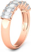 HauteCarat Half Emerald Cut Lab Created Diamond 18K Gold Eternity Ring