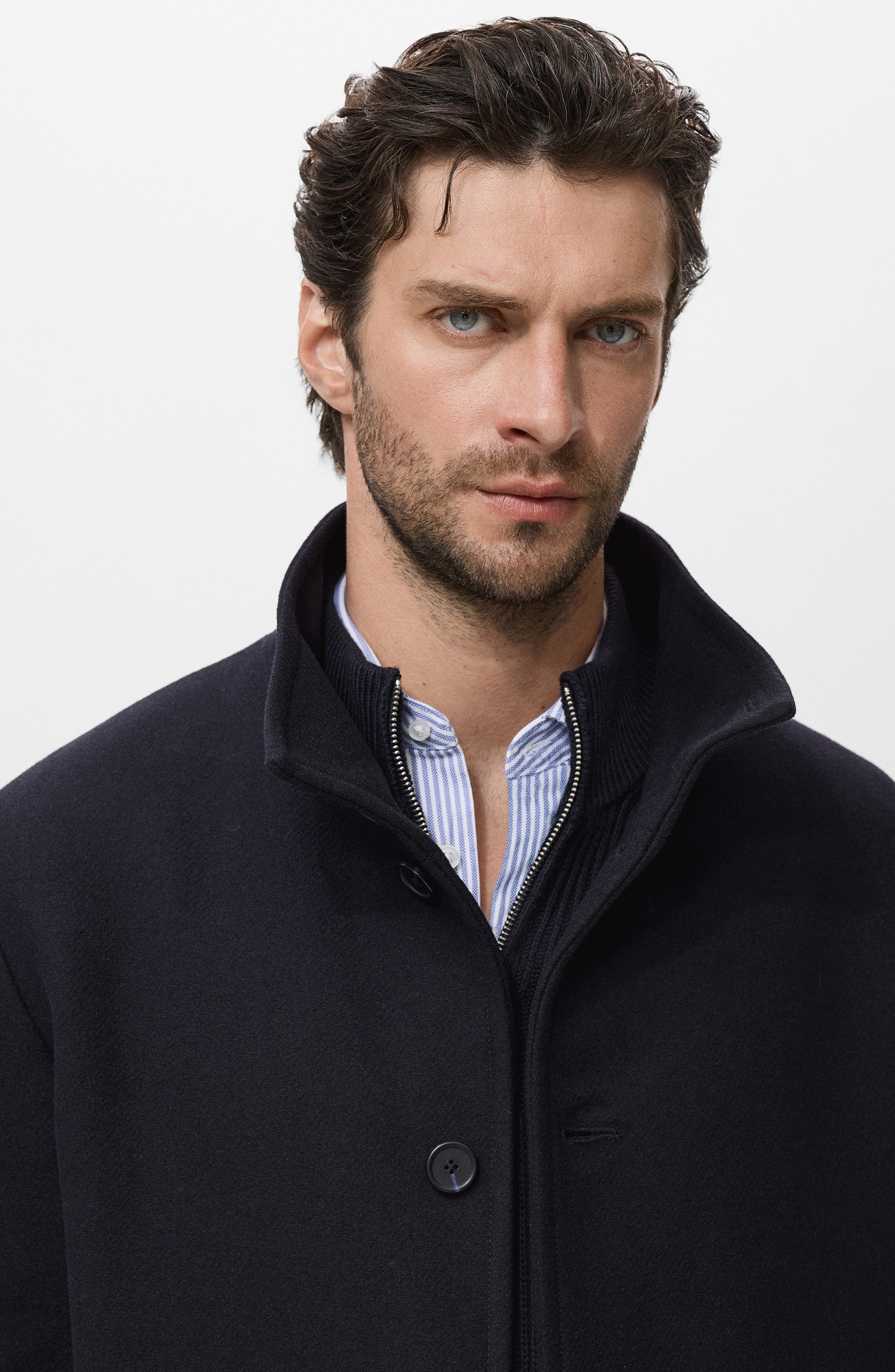 Wool Blend Funnel Neck Coat (Men) | Nordstrom