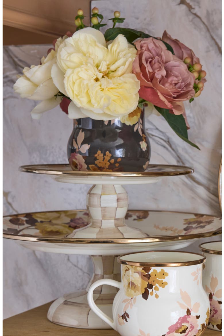 Wild Rose Small Pedestal Platter, Alternate, color, WHITE