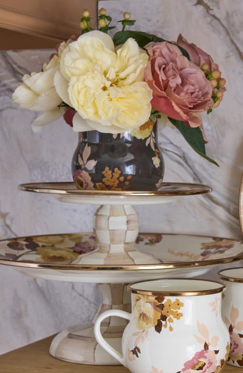 Mackenzie-childs Mackenzie Childs Wild Rose Small Pedestal Platter In White