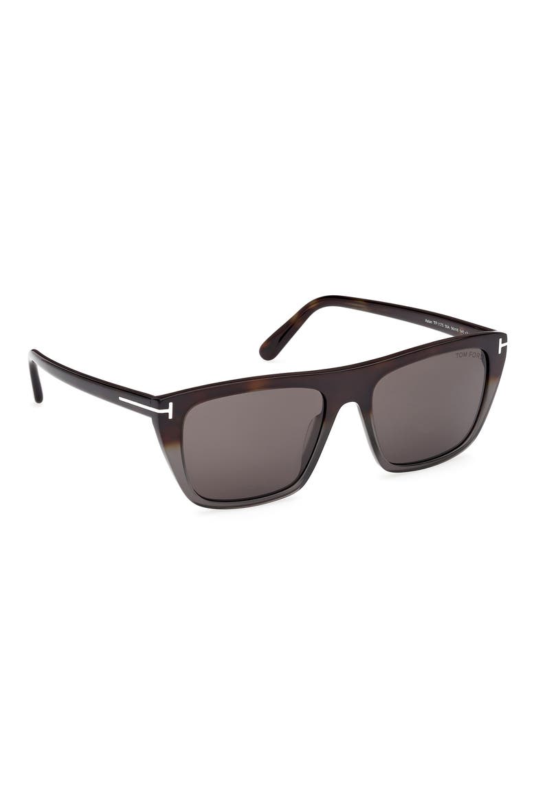 Aslan 56mm Rectangular Sunglasses, Alternate, color, HAVANA INTO GREY HAVANA