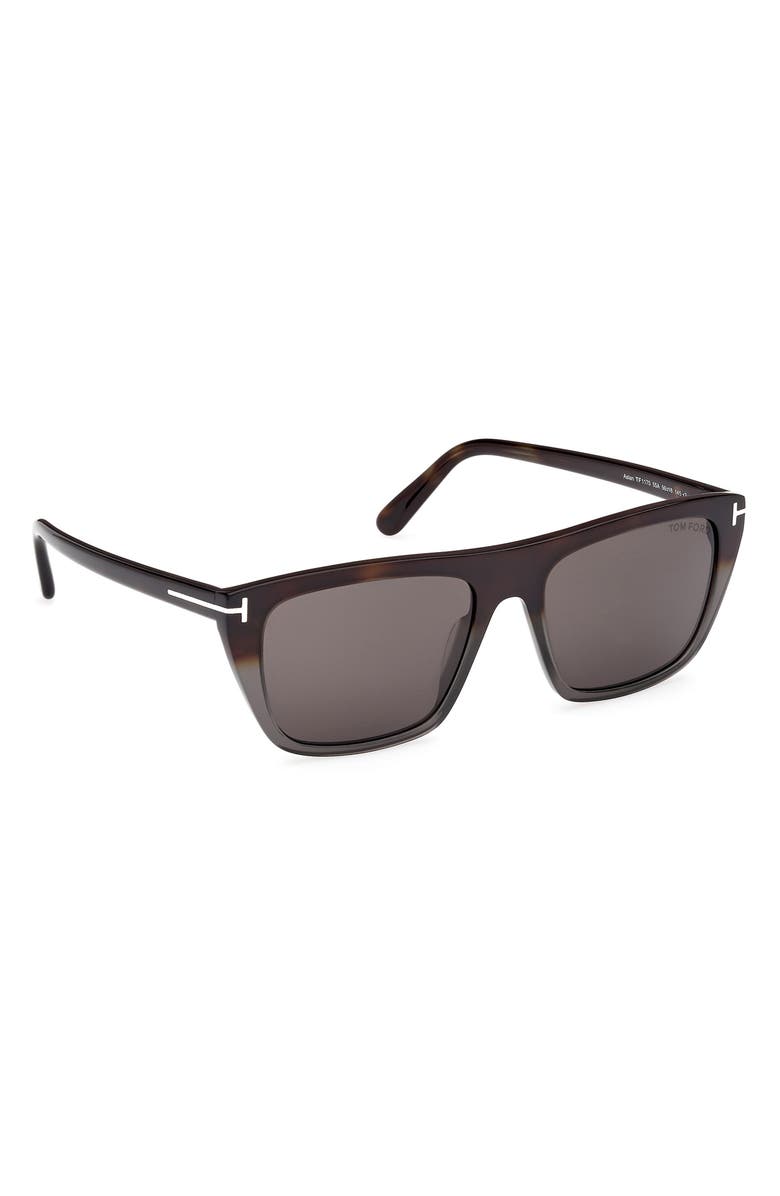 TOM FORD Aslan 56mm Rectangular Sunglasses, Alternate, color, Havana Into Grey Havana