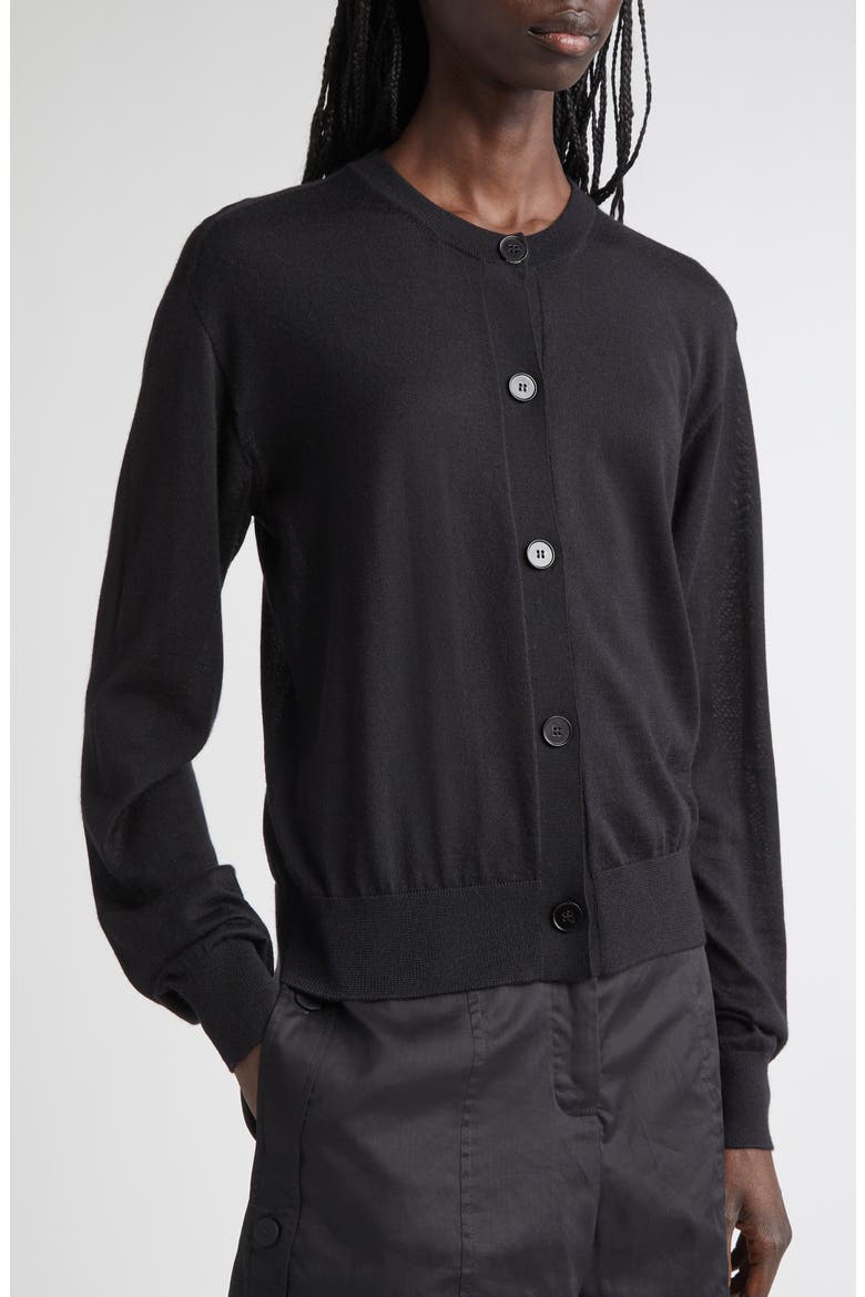 Merino Wool, Cashmere & Silk Cardigan, Alternate, color, BLACK