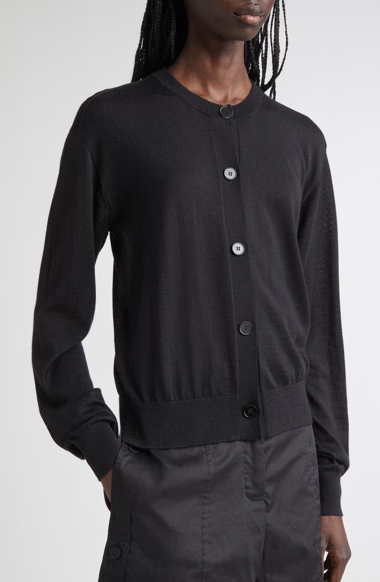 Jil Sander Merino Wool, Cashmere & Silk Cardigan, Alternate, color, Black