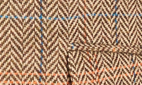 Paisley & Gray Dover Slim Fit Brown Herringbone Wool Blend Blazer In Brown