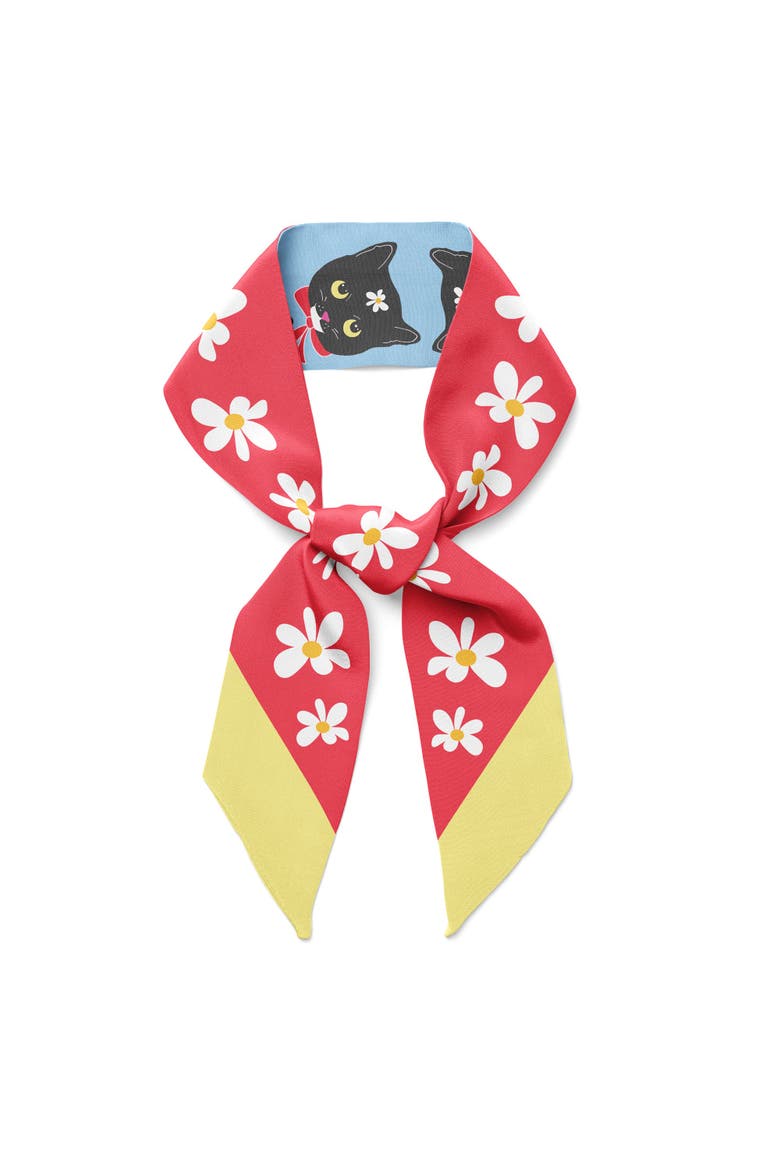 Naoko Cat Twilly Ribbon Scarf, Alternate, color, Multicolor