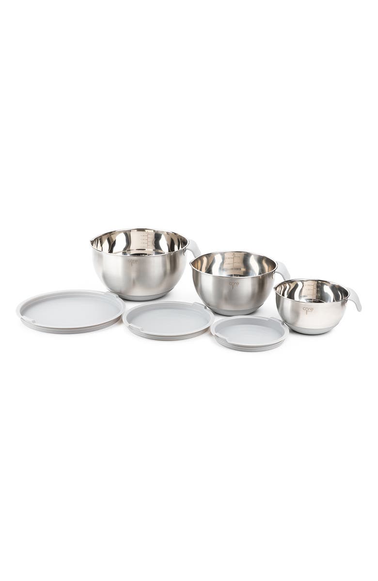 Core Home 6-Piece Non-Skid Stainless Steel Mixing Bowls & Lids Set, Alternate, color, Pewter
