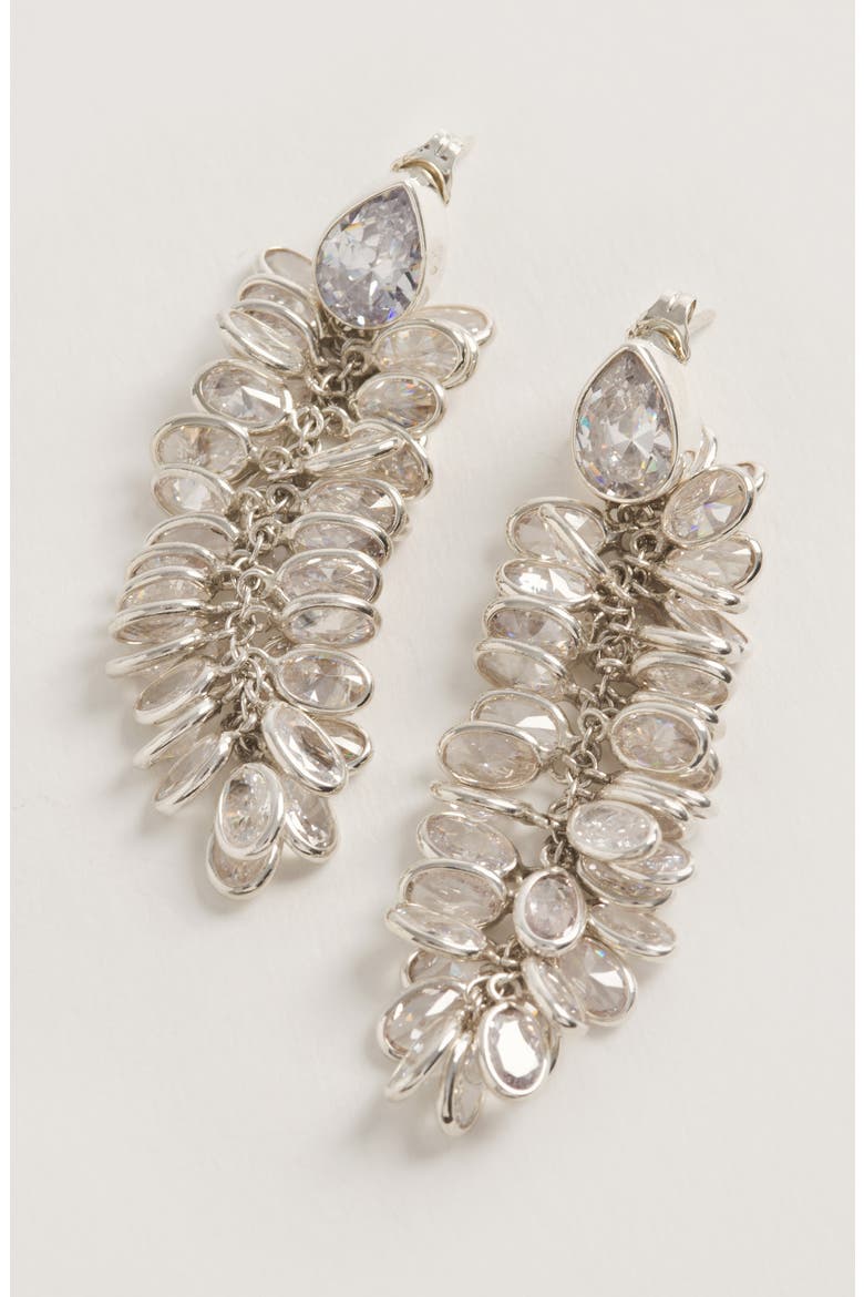 Crystal Long Drops, Alternate, color, Silver