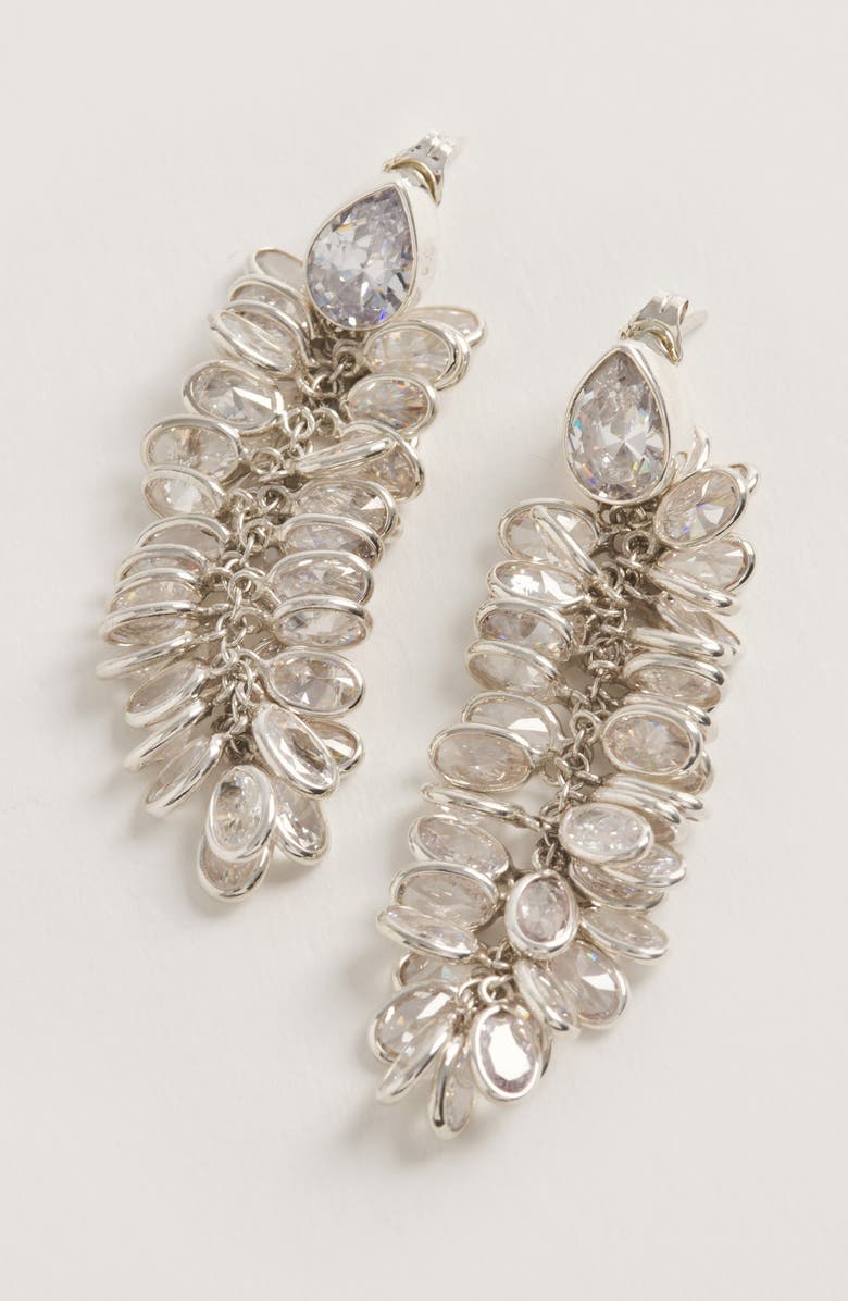 Freya Rose Crystal Long Drops, Alternate, color, Silver