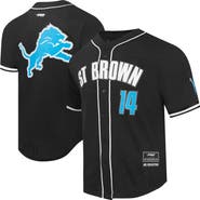 PRO STANDARD Men's Pro Standard Amon-Ra St. Brown Black Detroit Lions Player Name & Number Mesh Button-Up Baseball Shirt