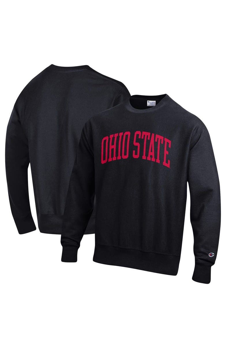 Champion Men's Champion Black Ohio State Buckeyes Arch Reverse Weave Pullover Sweatshirt, Main, color, Black