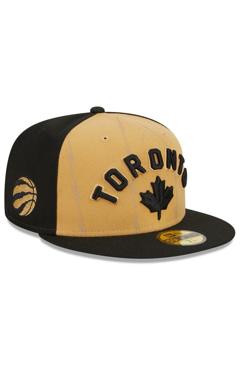 New Era Men's New Era Gold/Black Toronto Raptors 2023/24 City Edition 59FIFTY Fitted Hat, Alternate, color,