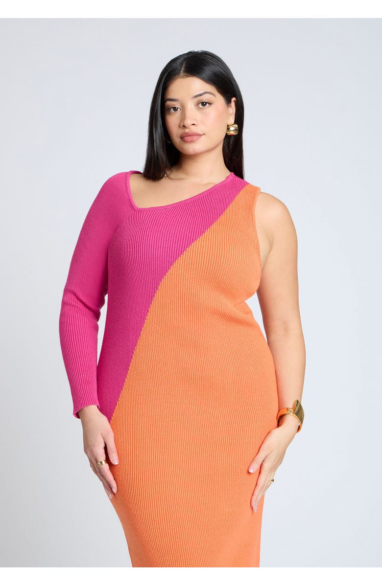 ELOQUII Colorblocked Asym Dress, Alternate, color, 