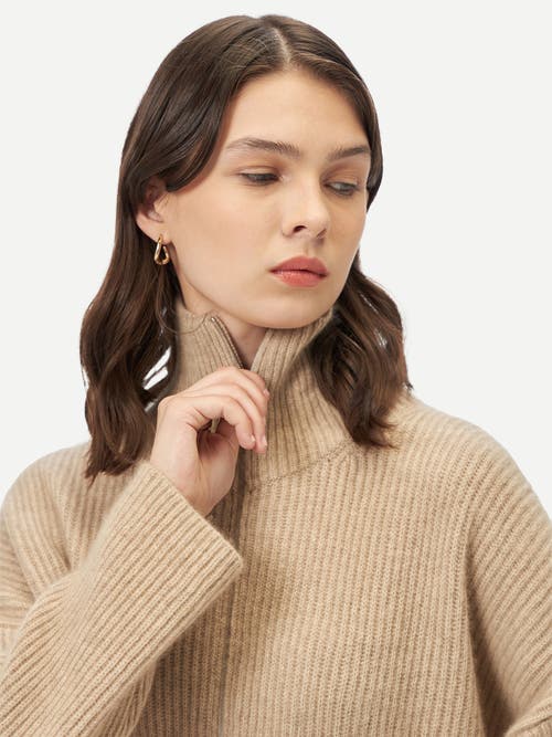 Gobi Mongolian Cashmere Cashmere Quarter-zip Sweater In Warm Grey