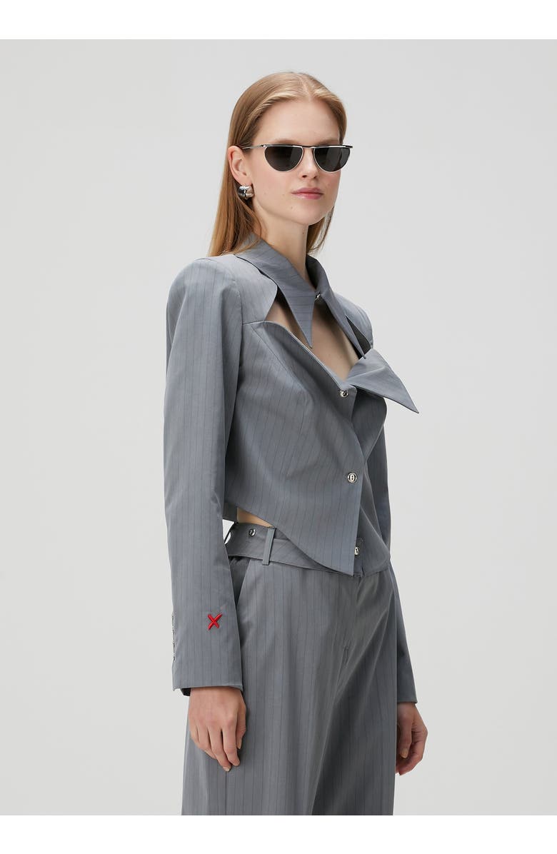 PCFG Woven Striped Shirt With Metal Button, Alternate, color, Grey