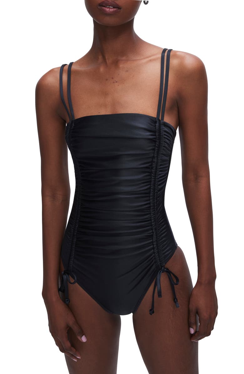 Good American Ruched One-Piece Swimsuit, Main, color,