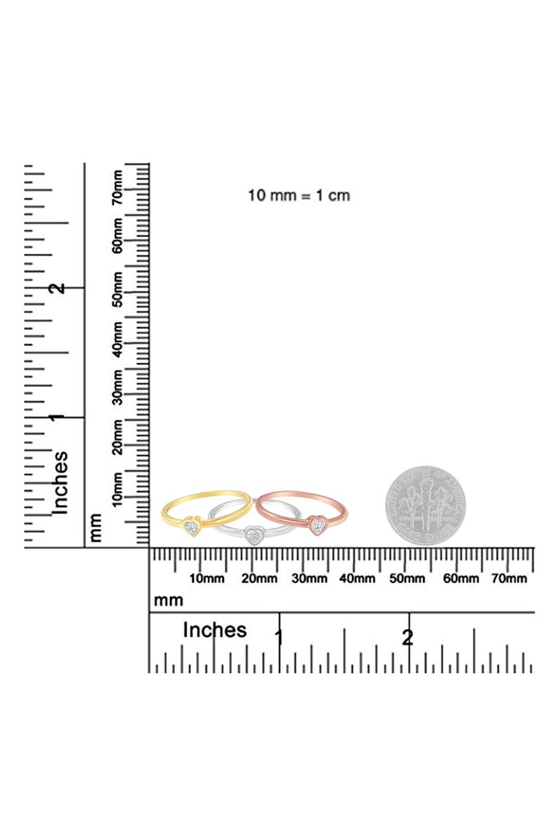 Haus of Brilliance Silver 1/6 Cttw Diamond Heart Shaped Stackable Promise Ring Set, Alternate, color, Yellow Gold Over Silver