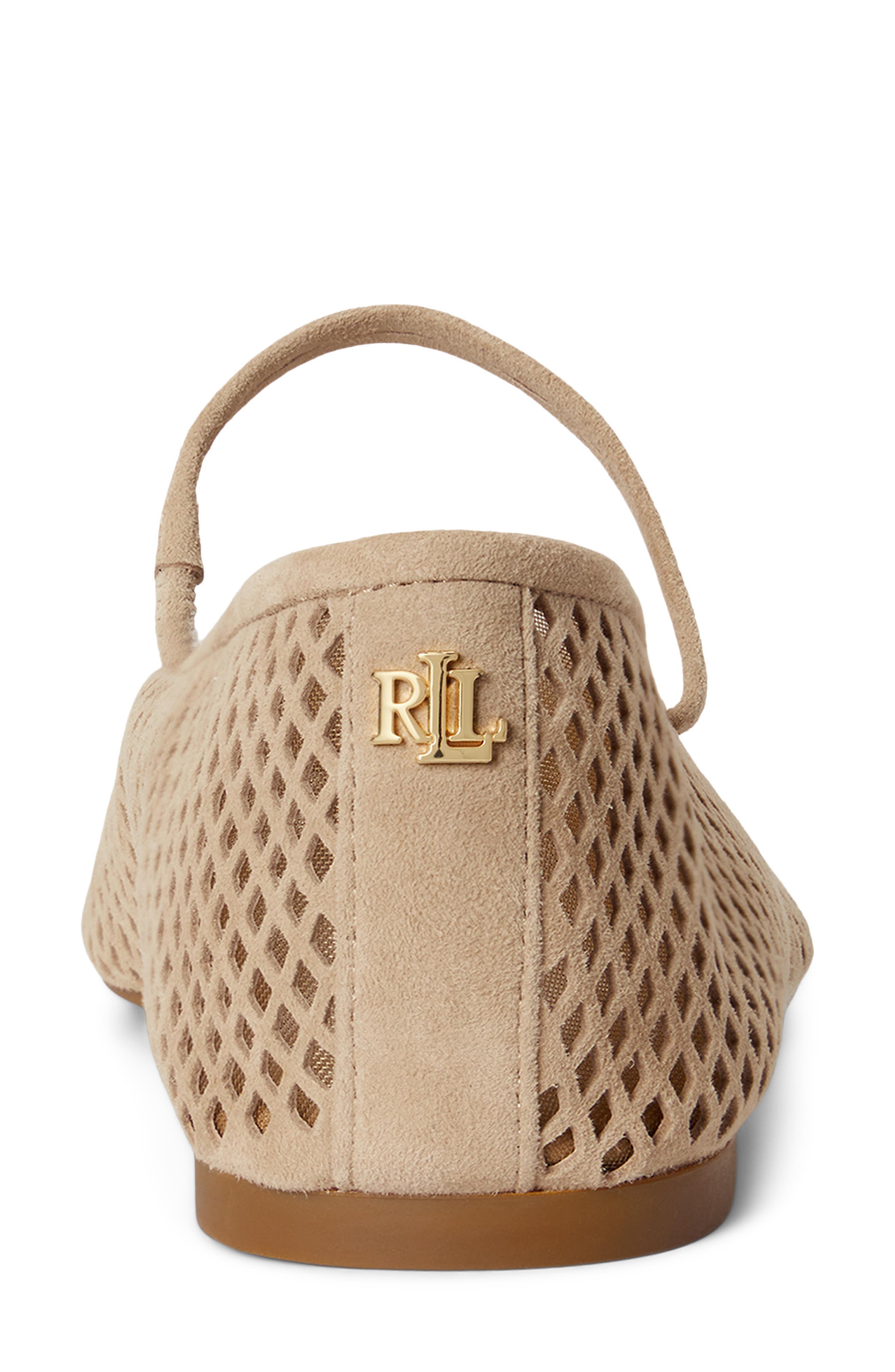 Ralph Lauren Jayna Perforated Mary Jane Flat, Alternate, color, Tan