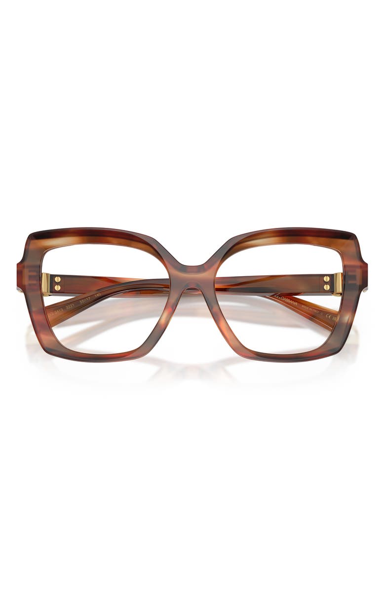 Dolce&Gabbana 55mm Butterfly Optical Glasses, Alternate, color, Striped Brown