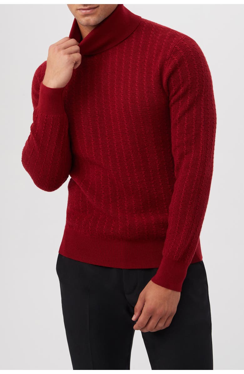 MR TURK Woodrow Textured Knit Turtle Neck, Alternate, color, Vixen Red