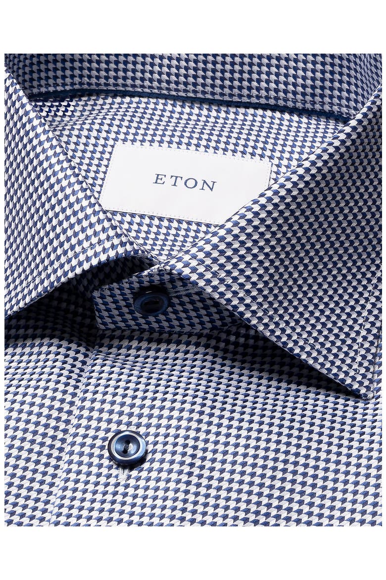 Slim Fit Houndstooth King Twill Dress Shirt, Alternate, color, DARK BLUE