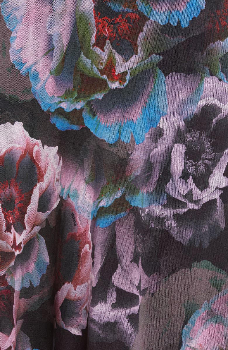 Fuzzi Floral Ruffle Asymmetrical Mesh Skirt, Alternate, color, 