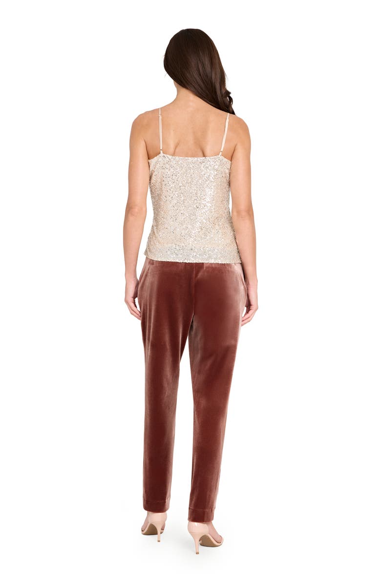 Tahari ASL Sequin Cowl Neck Camisole, Alternate, color, Light Beige Silver