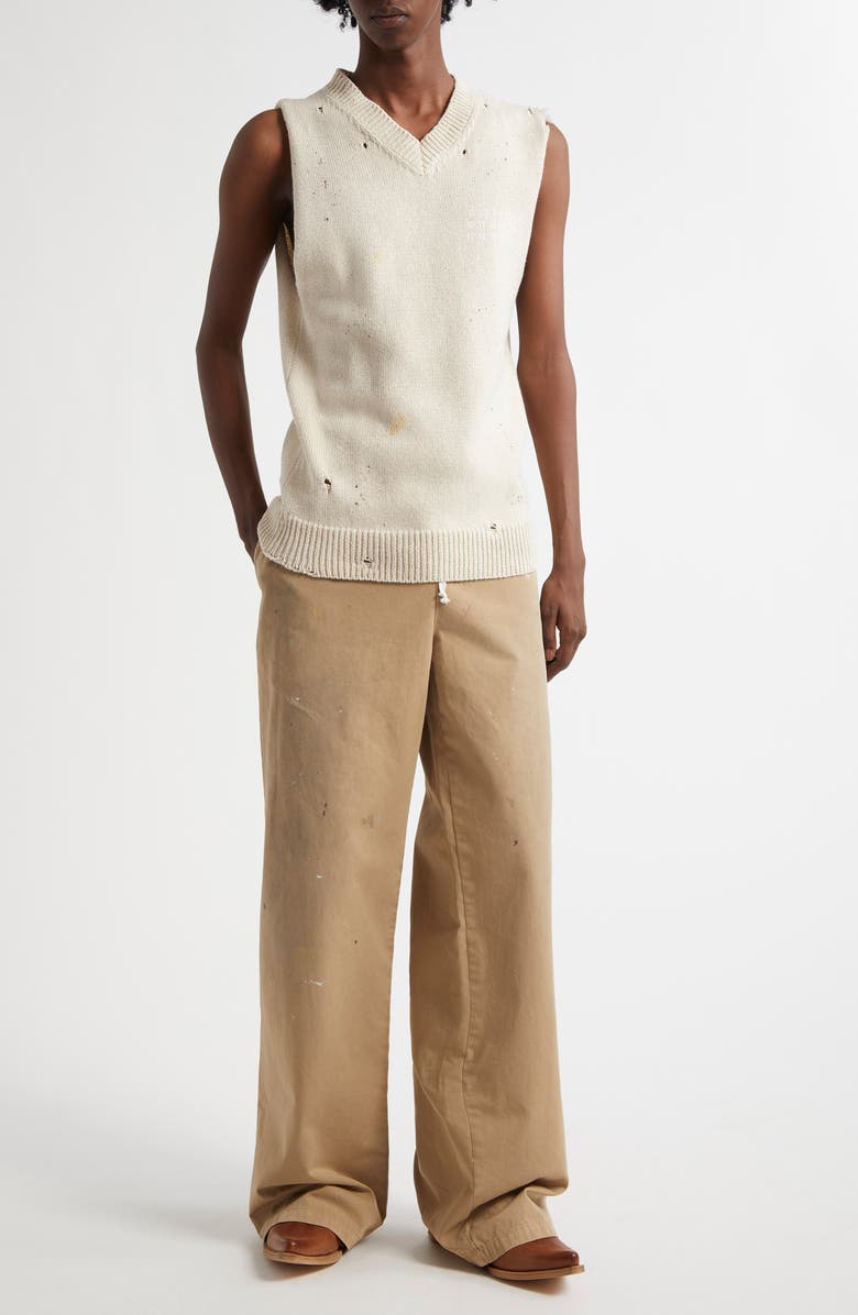MM6 Maison Margiela Distressed Cotton Blend Sweater Vest, Alternate, color, 
