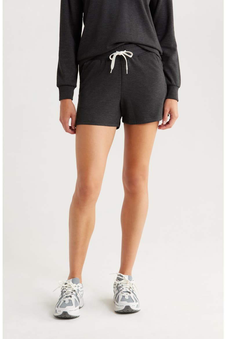 Lightweight Fleece Shorts, Main, color, HEATHER BLACK