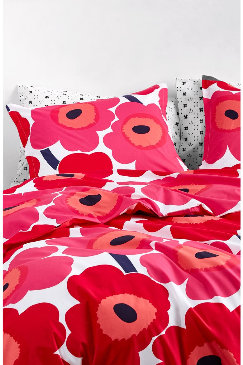 Unikko Comforter & Sham Set, Alternate, color, RED
