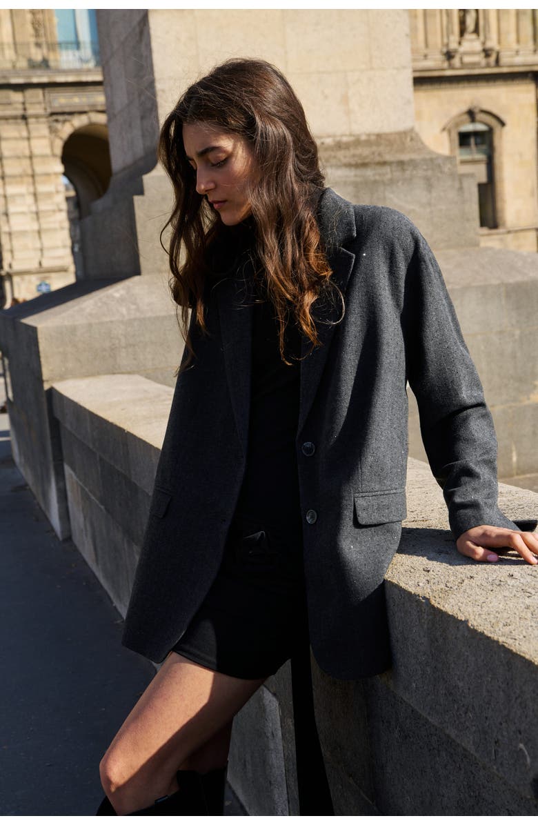 H&M Embellished Blazer, Alternate, color, Dark Gray