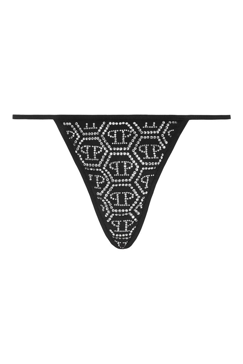 Thong All Over Plein Logo Women, Main, color, black