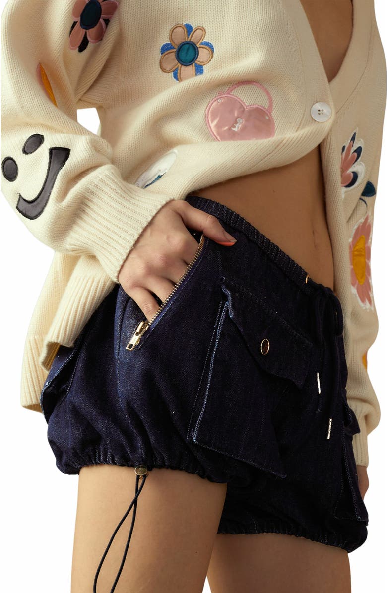 Cynthia Rowley Denim Cargo Shorts, Alternate, color, 