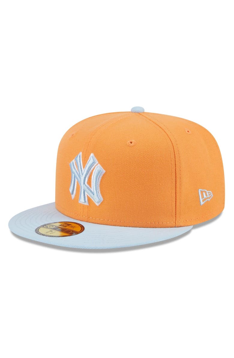 New Era Men's New Era Orange/Light Blue New York Yankees Spring Color Basic Two-Tone 59FIFTY Fitted Hat, Main, color, 