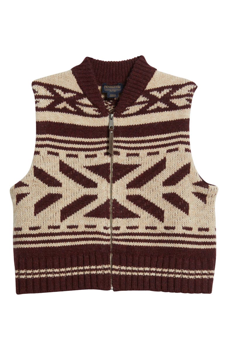 Pendleton Shetland Collection Wool Zip Vest, Alternate, color, Mocha Heather
