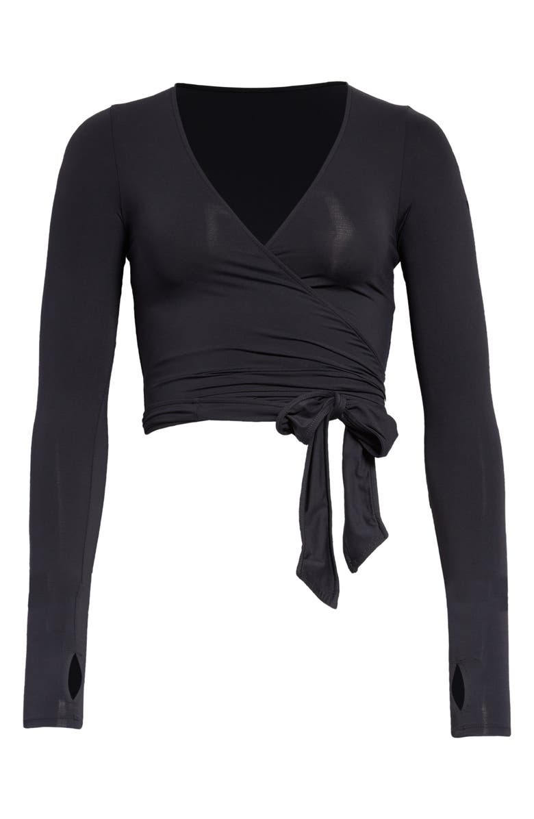 Alo Escalate Long Sleeve Wrap Crop Top, Alternate, color, 