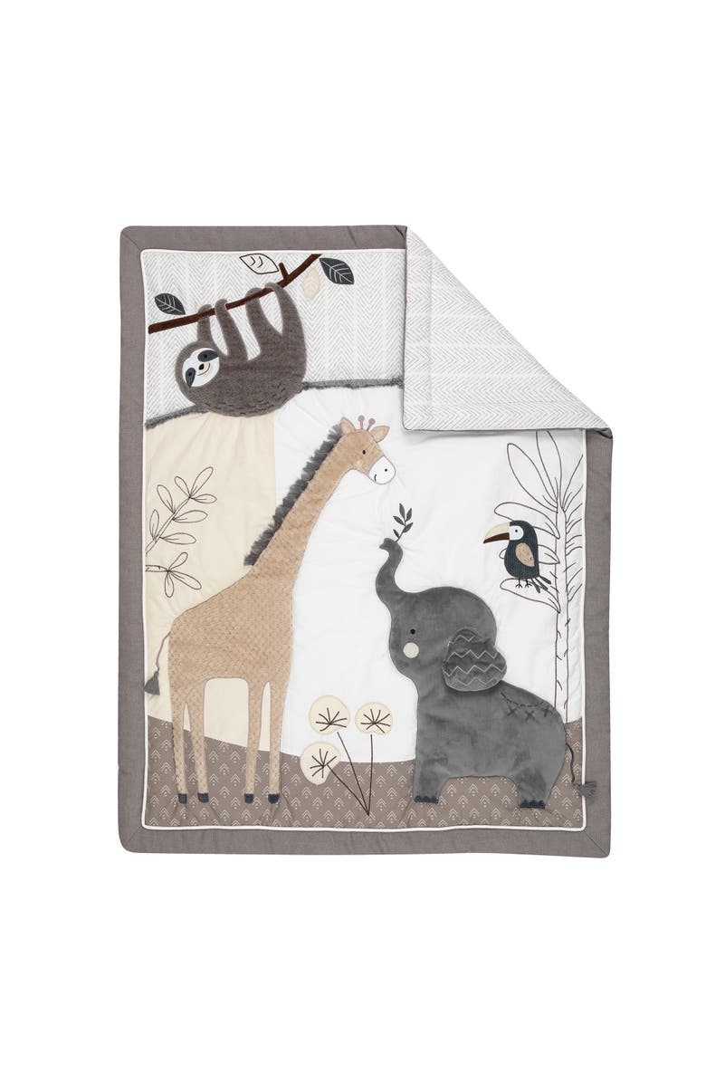 Lambs & Ivy Baby Jungle Animals 4-Piece Crib Bedding Set, Alternate, color, Gray