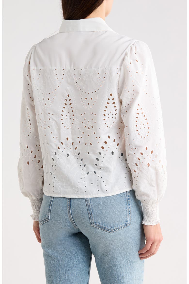 Cutout Embroidered Shirt, Alternate, color, NATURAL
