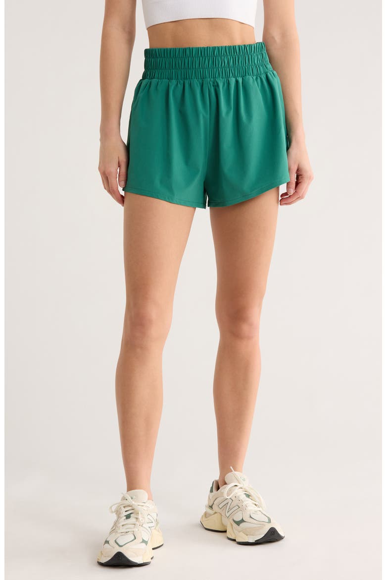 Interval High Waist Flowy Shorts, Main, color, GREEN HEIRLOOM