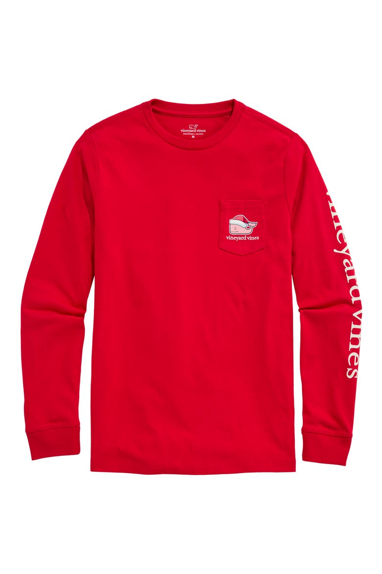 Kids' Santa Whale Graphic Long Sleeve T-Shirt, Main, color, RED VELVET