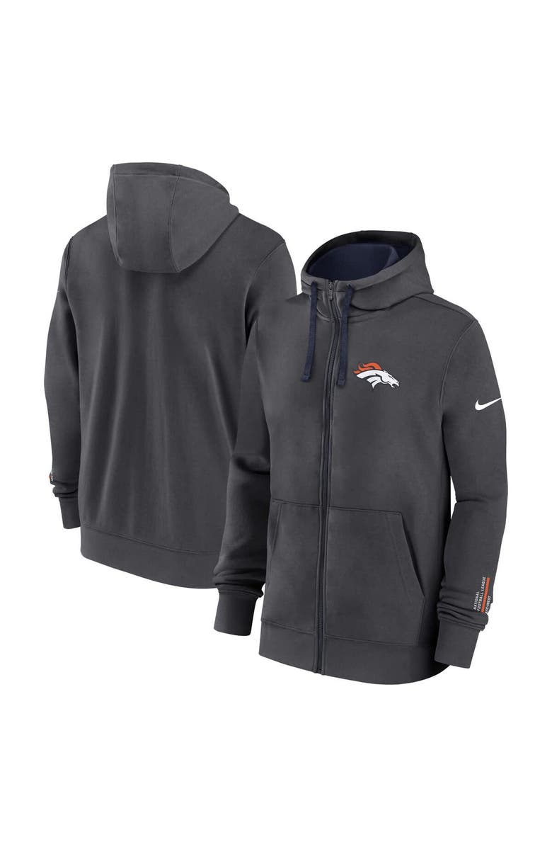 Nike Men's Nike Anthracite Denver Broncos Primetime Club Full-Zip Hoodie, Main, color, Anthracite