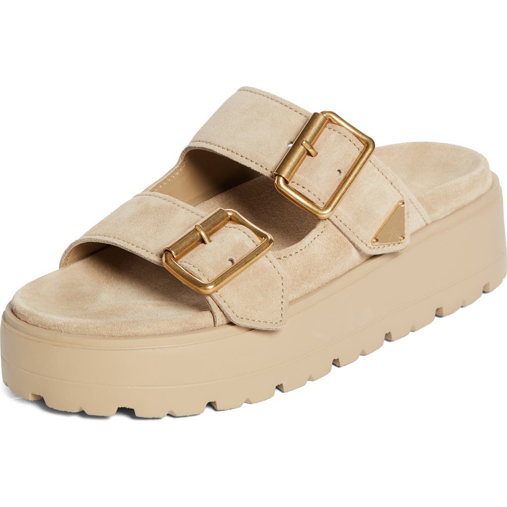 Prada Fussbett Flatform Slide Sandal In Neutral