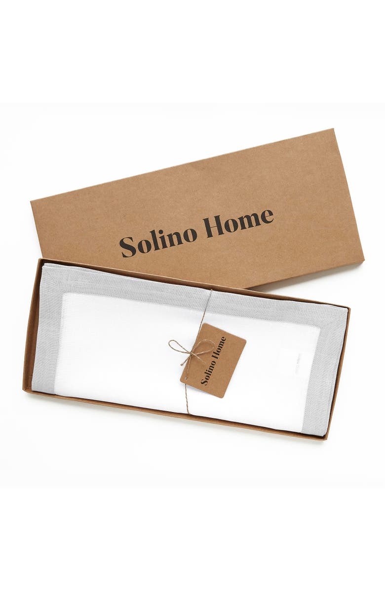 Solino Home Linen Table Runner - Classic, Alternate, color, Soft Grey And White