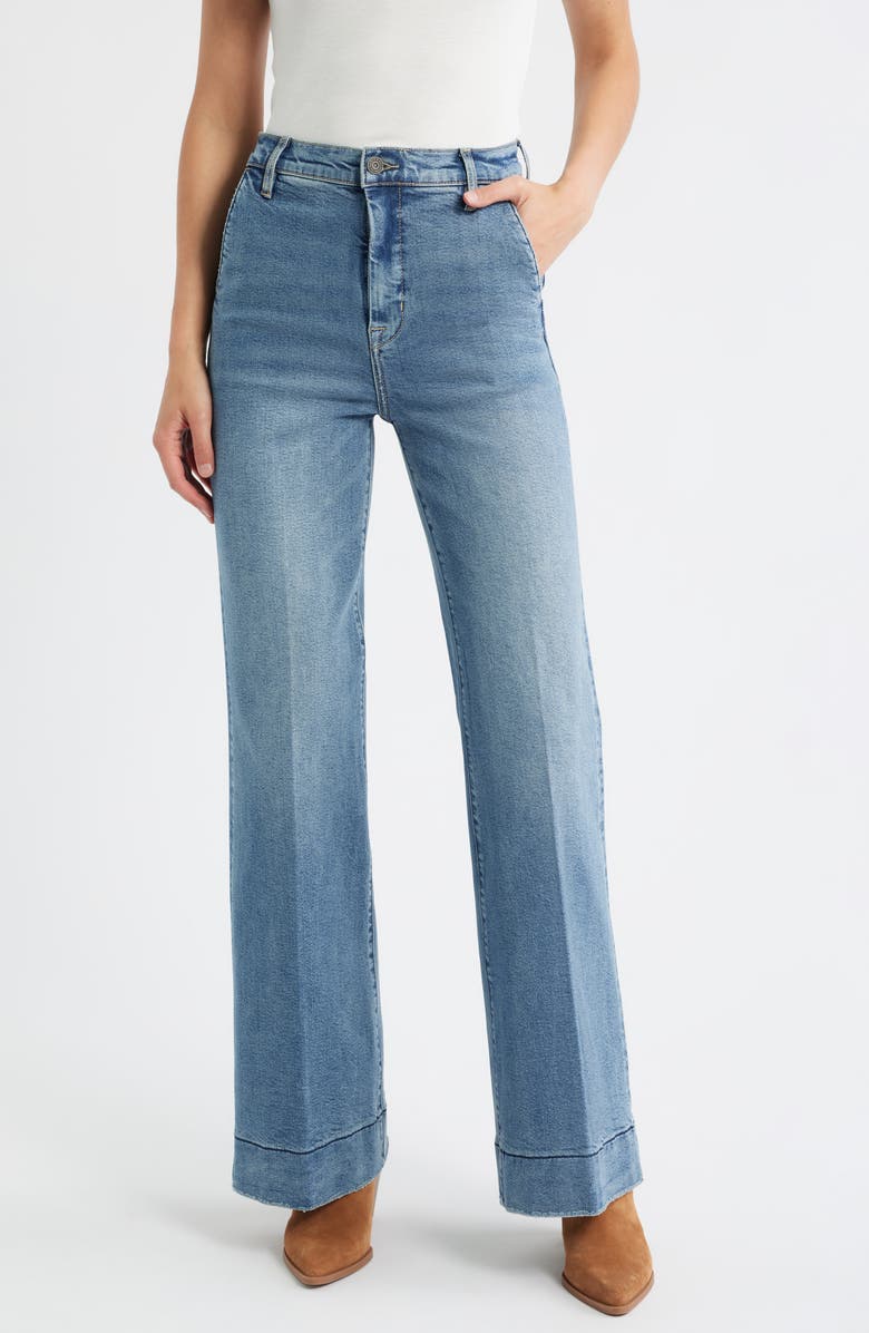 HIDDEN JEANS High Waist Comfort Flare Jeans, Main, color, Med.wash