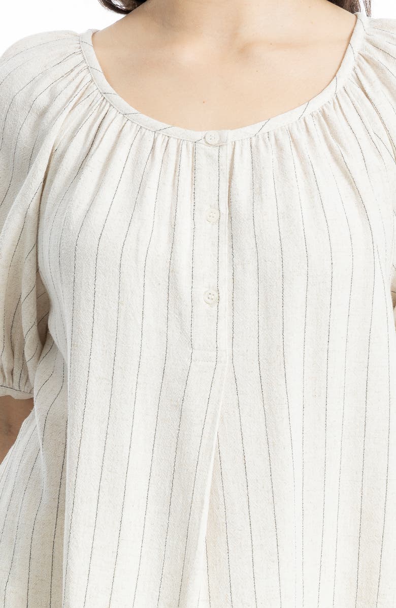 MAX STUDIO Tie Sleeve Top, Alternate, color, Natural/ Black Pinstripe