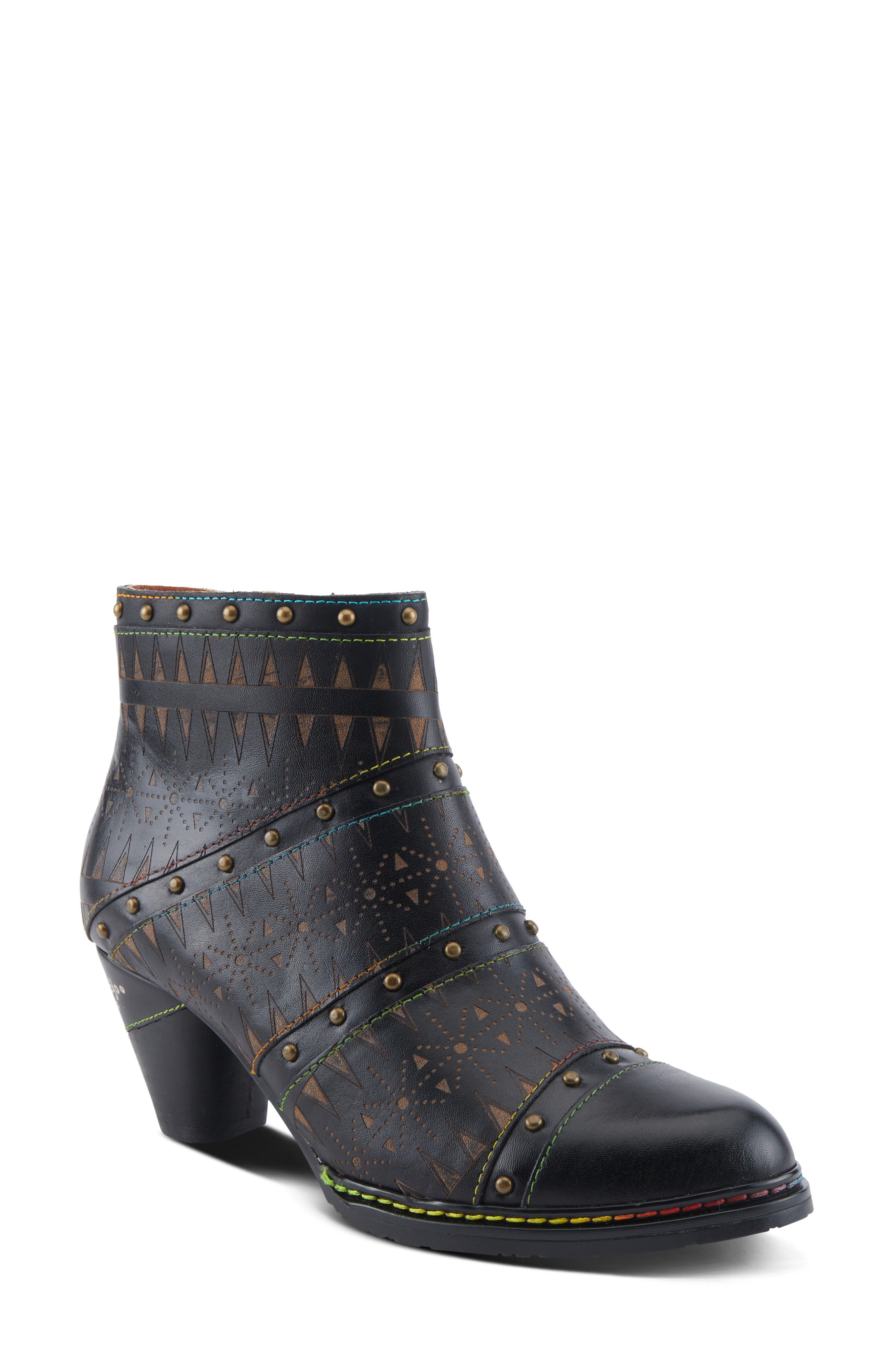 L'Artiste by Spring Step Niobe Cap Toe Bootie, Main, color, Black Multi