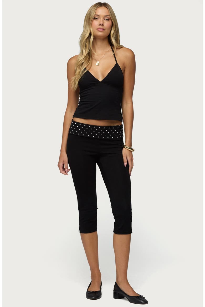 Genni Foldover Capri Pants, Alternate, color, BLACK