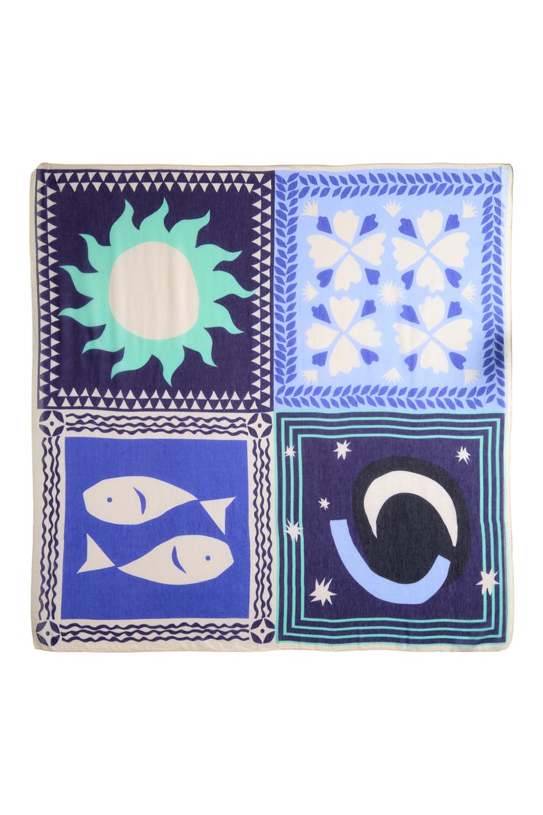 Escape Print Cotton & Silk Square Scarf, Alternate, color, ULTRAMARINE