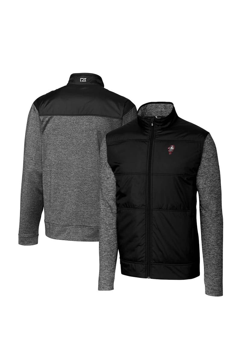 Cutter & Buck Men's Cutter & Buck Black Ohio State Buckeyes Vault Stealth Hybrid Quilted Full-Zip Windbreaker Jacket, Main, color, 