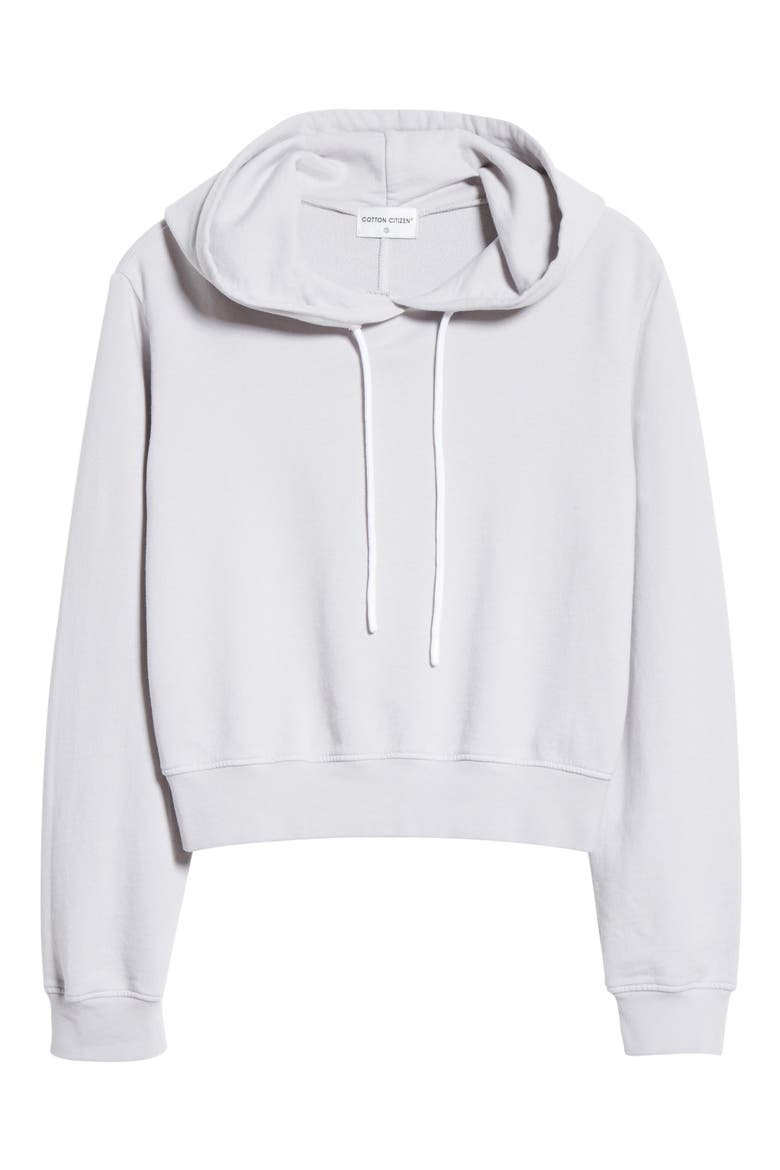 Milan Crop Distressed Hoodie, Alternate, color, WHITE STONE